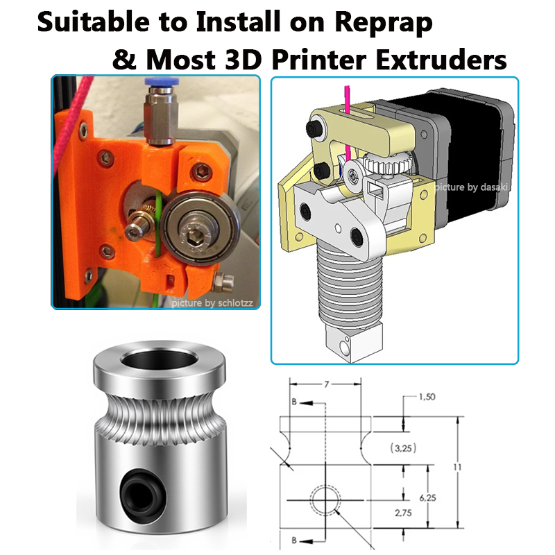 1PC MK8 Drive Gear for 1.75mm  - Direct Drive Extruder review and price